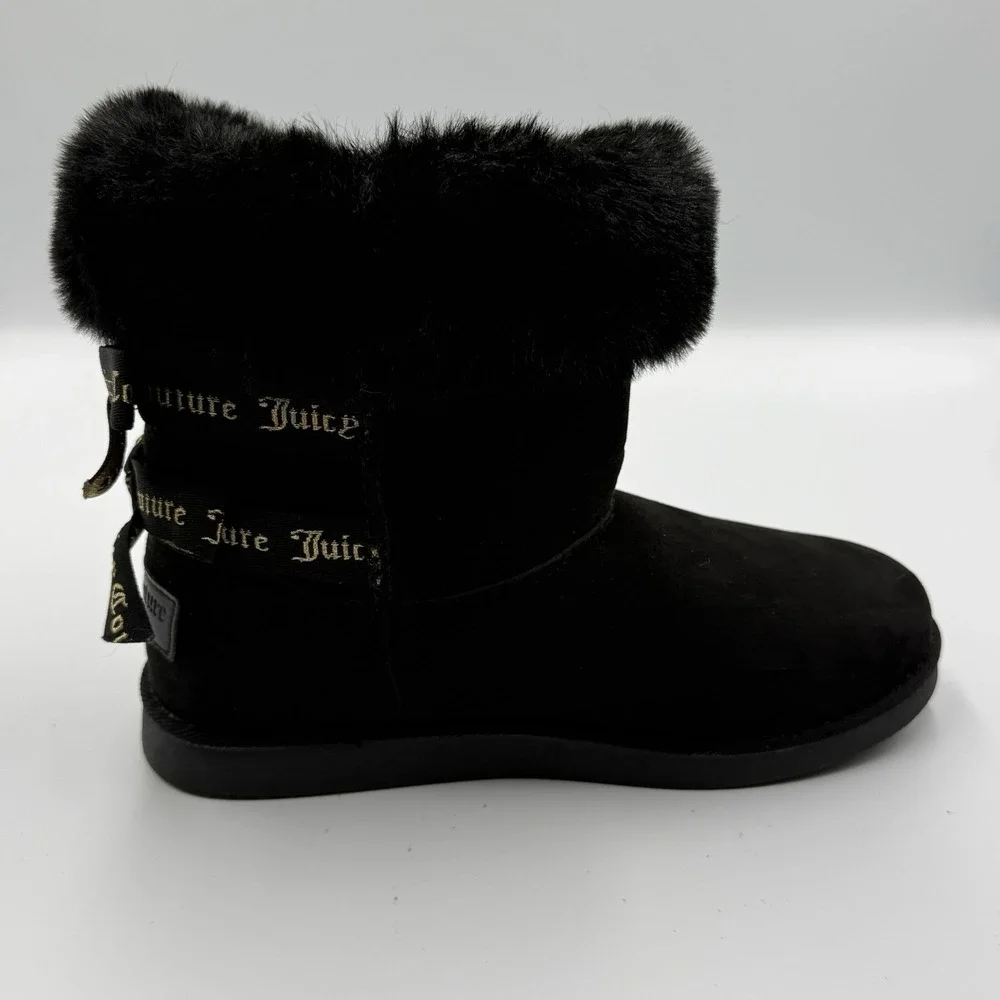Juicy Couture Y2K Black Faux‎ Fur Winter Boots Women's Size 6